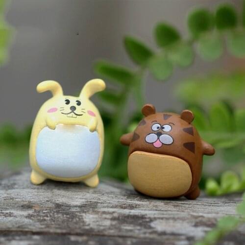 Miniature Animals Fat Tiger Rabbit Figurine Fairy House Garden Miniatures Micro Landscape Ornaments Desk Decor DIY Mini Resin