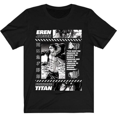 Attack on Titan AOT T-Shirt Men Cotton T Shirt Anime Eren Jaeger Clothes Tops Tees Camiseta Camiseta