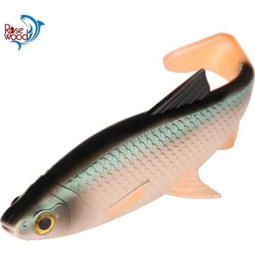 RoseWood 5g 10g 20g 40g 3D Soft bait fishing lure Silicone Shad plastic lures Roach Paddle Tail 3D scanned Lively kicking action