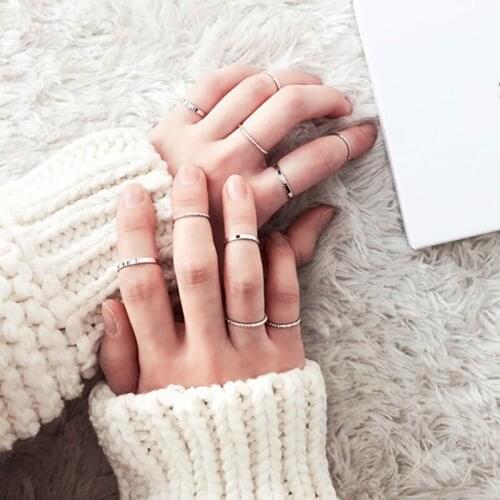 10PCS/Set Women Simple Knuckle Joint Rings Set Fashion Tail Rings