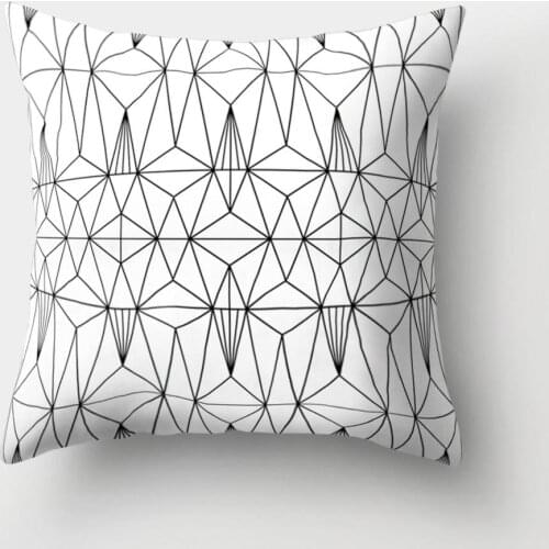 New Black and White Geometric Throw Pillow Case Square Cushion Cover Soft Waist Rest Drop Shipping