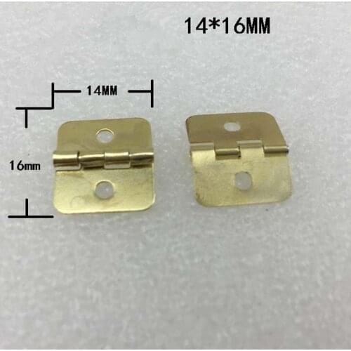 Bulk Yellow Metal Cabinet Door Luggage Mini Hinge,2 Holes Decor,Furniture Decoration,Antique Vintage Old Style,14*16mm,200Pcs