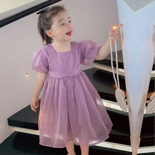 Girls clothes summer sweet princess dress bow decoration 2-7 years Beibei fashion new Korean version high-quality child clothing