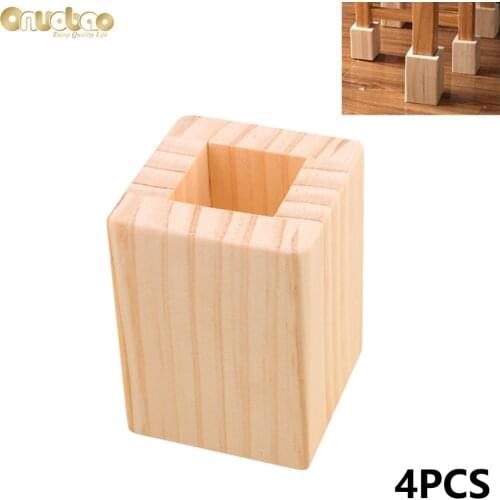 Onuobao 4PCS Wood Furniture increase Pad Heighten 5cm Square Groove for Sofa Heightened Tea Table Desk Computer Desk Wardrobe