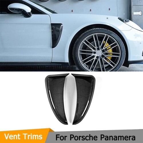 Dry Carbon Fiber Dry FRP Front Vents Canard Moulding Trims for Porsche Panamera 2017-2018 Sticker