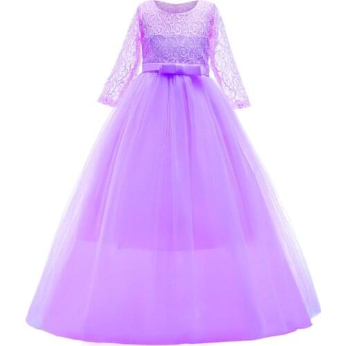 Flower Girls Dress for Wedding Evening Children Lace Princess Party Pageant Long Gown Kids Dresses for Girls Formal Clothes