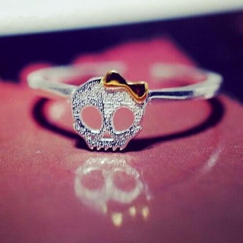 925 Sterling Silver Jewelry Small Fresh Opening Cute Skeleton Rings Korean Version Of The Fashion SR111