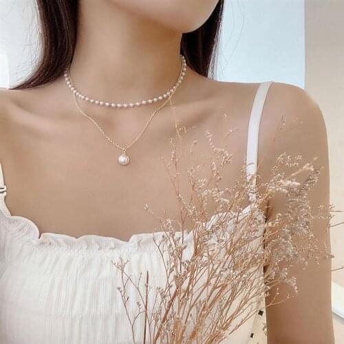 Simple Necklace Personality Design Double Pearl Choker Simple Gift For Girls Necklace Women Party Female Fine Jewelry
