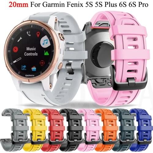 20mm Smart Watch Band Bracelet For Garmin Fenix 6S/6S Pro Soft Silicone Replacement Strap Fenix 5S/5S Plus/D2 Delta S Smartwatch