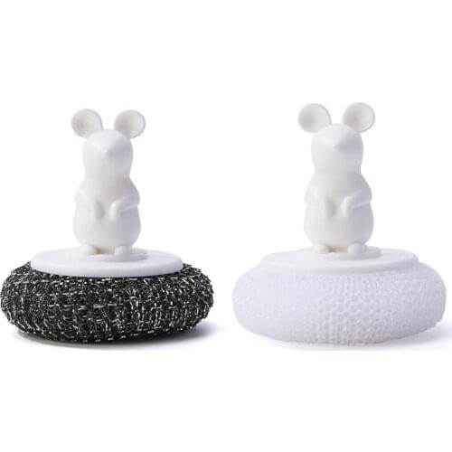 Kitchen Cleaning Brushes Dish Washing Stove Degreasing Washer with Short Handle Steel Brush Sponge Kitchen Household Accessories