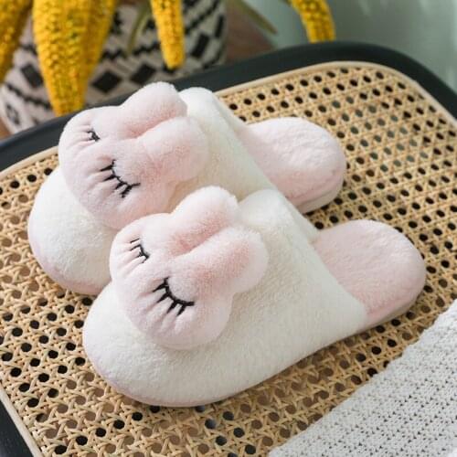 Cute Rabbit 2021 New Home Non-slip Home Couple Ladies Fur Slippers Autumn and Winter Cotton Slippers Women cosplay