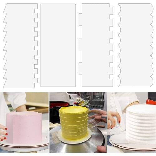 4pcs Acrylic Cream Scraper Smoother Teeth Edge Cake Baking Scraper Cake Slicer Pastry Tools DIY Decorating