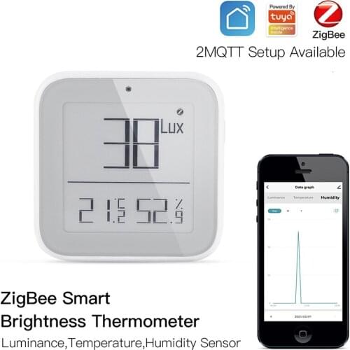 Smart Zigbee Brightness Thermometer Real-time Light Sensitive Temperature and Humidity Detector Work With Tuya Smart APP