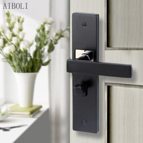 Modern Simple European Style Mute Yellow Bronze White Black Gray Indoor Household Room Bedroom Solid Wood Handle Door Lock