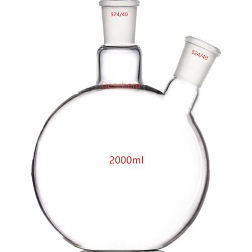 2000ml,24/40,2-Neck,Flat Bottom Glass Flask,2L,Two Necks,Laboratory Reaction Vessel
