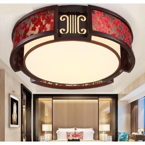 Chinese style led wood ceiling lamp round solid art modern led living room dining bedroom study lights Plum blossom ZA620 ZL214