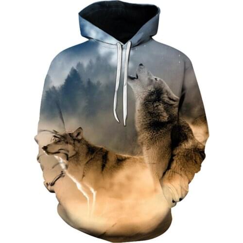 Spring And Autumn Men Fashion Autumn Pullovers Sweatshirts Sweat Homme 3D Printing Tracksuit Blue Rose White Wolf Hoodie Hoodies