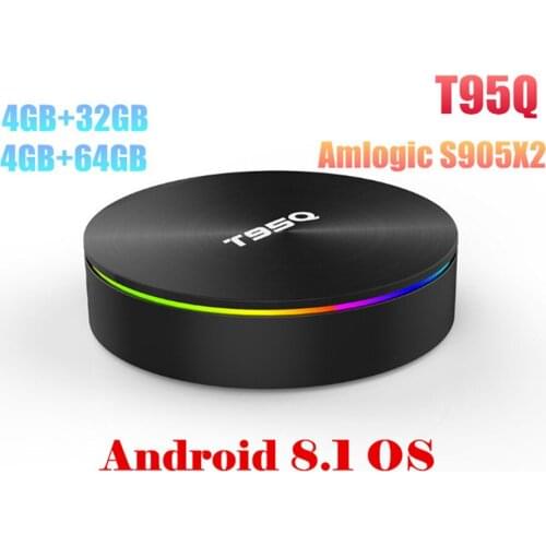 T95Q Amlogic S905X2 Android 8.1 TV BOX 4K Smart Media Player 4GB 32G/64GB DDR4 Quad Core 1000M 2.4G&5GHz Dual Wifi