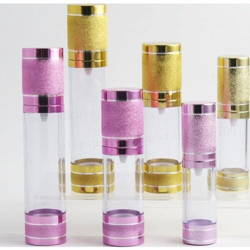24 x 15ml 30ml 50ml Airless Pump Bottle Gold Pink Empty Vacuum for Refillable Container Cosmetic Cream Lotion Serum Liquid