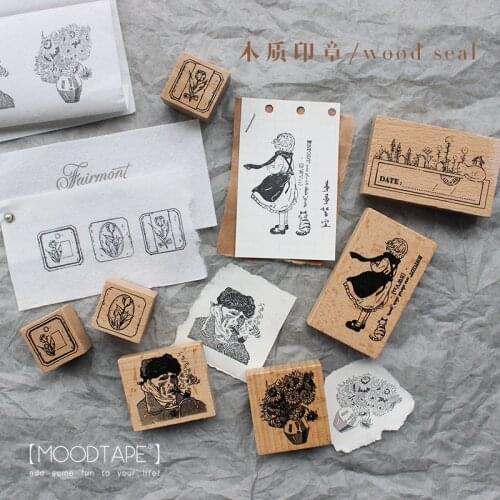 Moodtape vintage wood clear stamp for DIY scrapbooking/photo album Decorative stamp sunflower tulip stamp seal