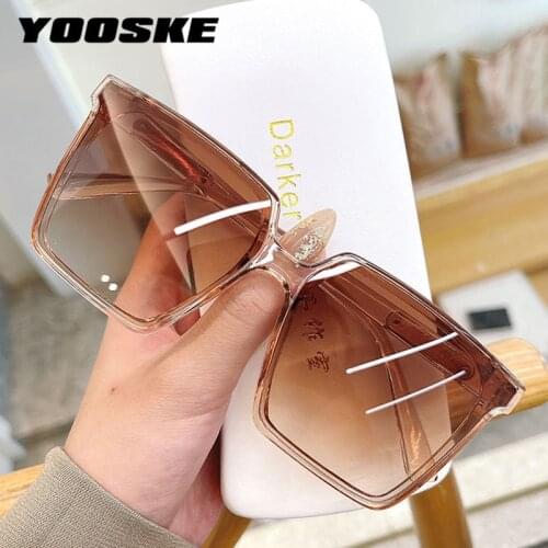 YOOSKE Vintage Square Women Sunglasses Classic Oversized Sun Glasses Men Shades Female Luxury Designer UV400 Gradient Sunglass