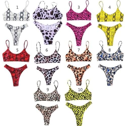 Snakeskin Bikini Set Women Two Piece Swimwear Leopard Bikinis Sexy Swimsuit Push Up Female Beachwear Swimming Suit Beachwear