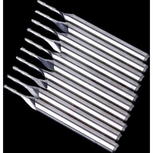 10 Pcs 1/8" 1mm Double Flute Spiral Carbide Flat Nose End Mill CNC Router Bits 5mm CEL