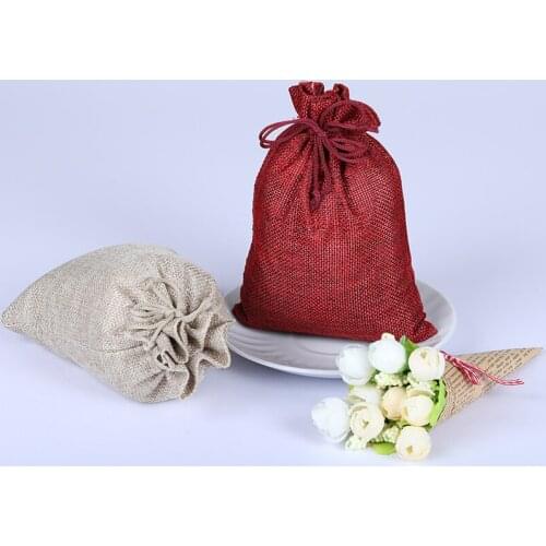 10Pcs Drawstring Bags Hemp Cord Twine String for Jewelry Making Jewelry Display Jute Bags Least Wholesale Burlap Packing Pouches