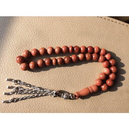 2016 natural Round Shape goldstone beads Prayer beads Rosary Islamic Muslim Tasbih Allah Rosary masbaha misbaha free shipping