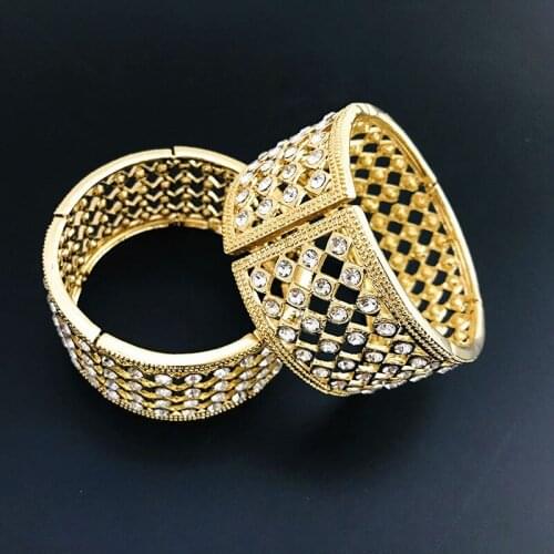 2020 Luxury Stackable African Bangle For Women Wedding Full Cubic Zircon Crystal Dubai Bracelet Party Jewelry