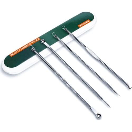4PCS Acne Blackhead Comedone Black Spot Pimple Blemish Remover Skin Care Women Beauty Acne Treatment Pore Cleanser Needle Hook