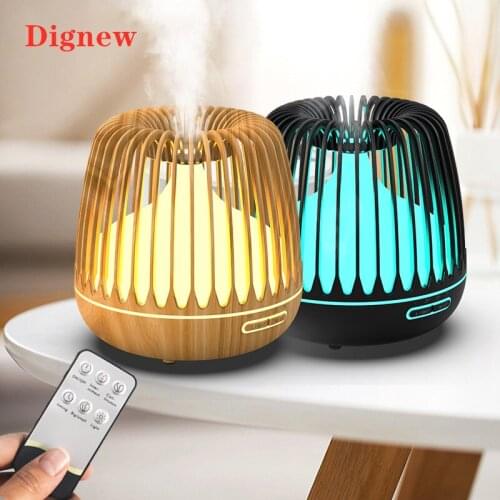 500ml Aroma Essential Oil Diffuser Bird Cage Wood Remote Control Mist Maker Air Humidifier 7 Color Light Change Home Office