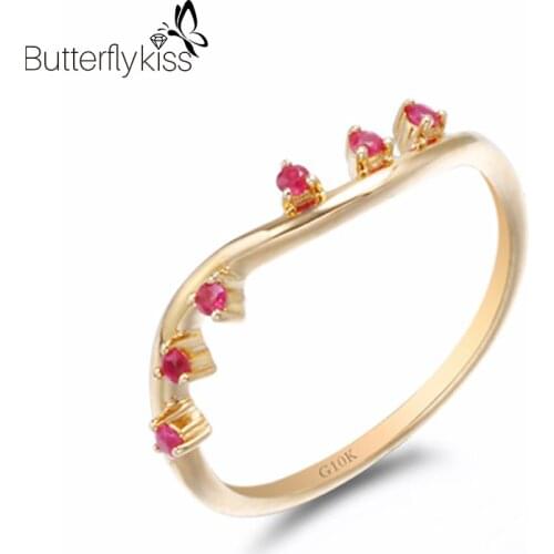 Bk Natural Ruby Rings For Women 9k Rose Gold Simple Little Finger Ring Romance Of A Teenage Girl 0.7g Gift To Single Female