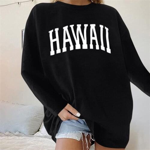 Black Crewneck Letter Print Drop Shoulder Oversized Hoodies Women Autumn New Long Sleeve Sweatshirt Vintage Casual Streetwear BF