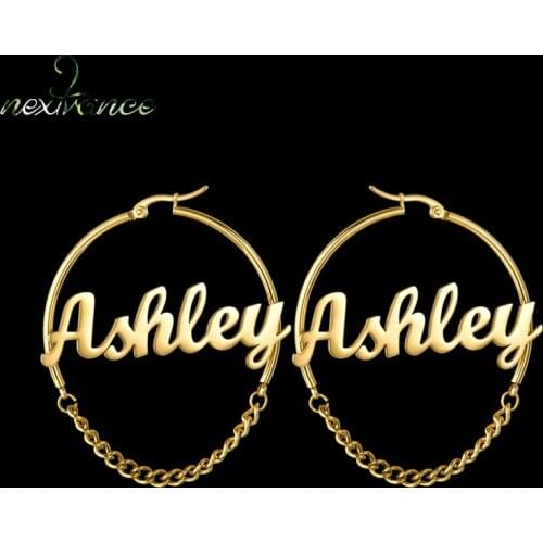 Nextvance Personalized Name Chain Drop Earrings Customize Namplate Dangle for Women Friend Stainless Steel Party Creative Gift