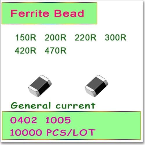 JASNPROSMA 0402/1005 100MHZ 10000PCS General current SMD Ferrite Bead 150R 200R 220R 300R 420R 470R 25% Bead OHM FB High quality