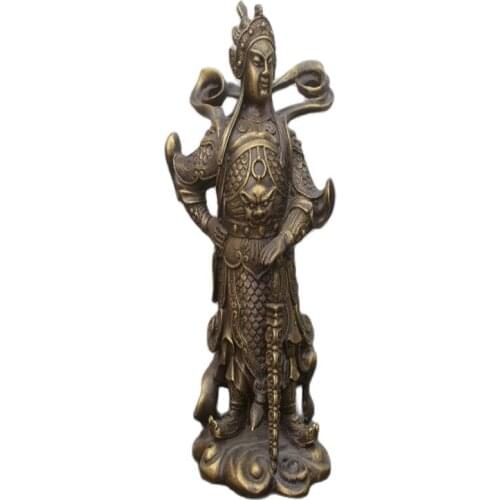 Chinese old bronzes God of heaven wei tuo copper Statue