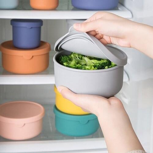 Gel Crisper Fresh-Keeping Box With Lid and Scale Microwave Heating Cup Lunch Box Can Freeze Silicone Fruit and Vegetable Bento