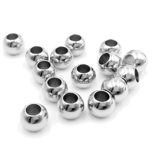 50Pcs 6mm Round Metal Smooth Spacer Beads Handmade Jewelry Making Accessories Finding Loose Beads DIY Bracelet Necklace