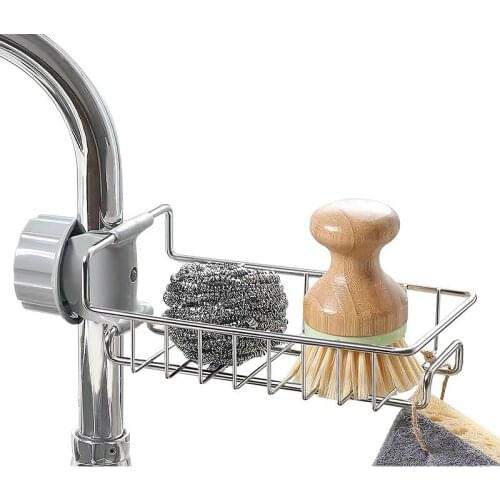 Stainless Steel Kitchen Sink Storage Shelves & Racks Faucet Clip on Dishcloth Sponge Drain Dry Soap Rag Organizer Racks Holder