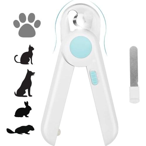 Pet nail clippers with LED light to avoid excessive cutting of cat and dog nail trimmers suitable for small animal paw care