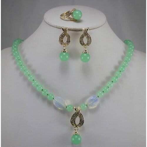 Best gift fashion jewelry set!Wholesale factory price Womens semi-preciousNatural stone Necklace earring ring(7/8/9) set #103