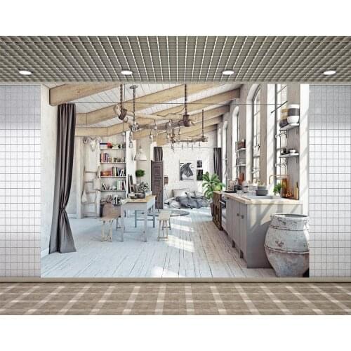 Lyavshi Photography Background Industrial style Living Room wood floor bookcase Interior Backdrop Photo Studio Photocall prop