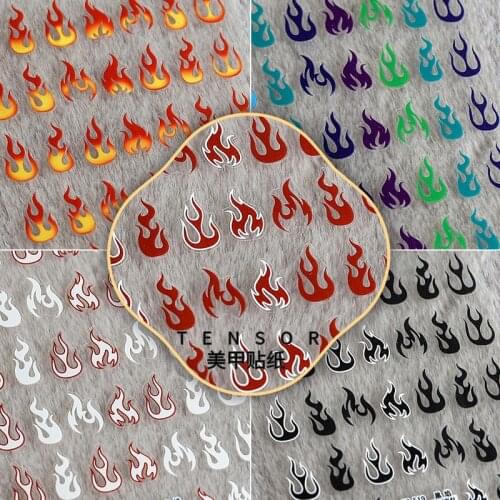 New Technology Flame 6 Style High Quality 5D Engraved Nail Stickers Nail Art Profession Decorations Nail Decals Design Tool