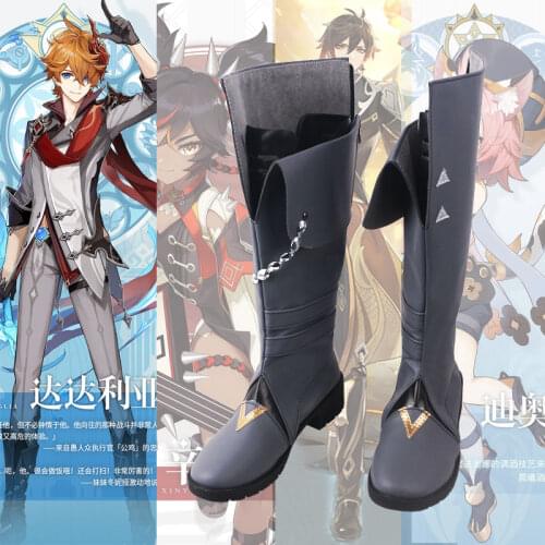 Genshin Impact Tartaglia Ajax Cosplay Shoes Boots Halloween Carnival Cosplay Costume Accessories