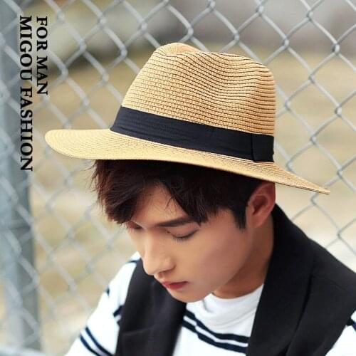 Flat Brim Straw Hat Mens Fedora Wide Brim Panama Female Summer Sun Hats Man Fedora For Men Women Swanowing