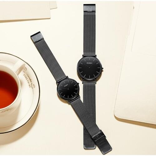 Couple Watches for Lovers Quartz Wristwatch Fashion Business Men Watch for Women Watches Stainless Steel Black Pair Hour