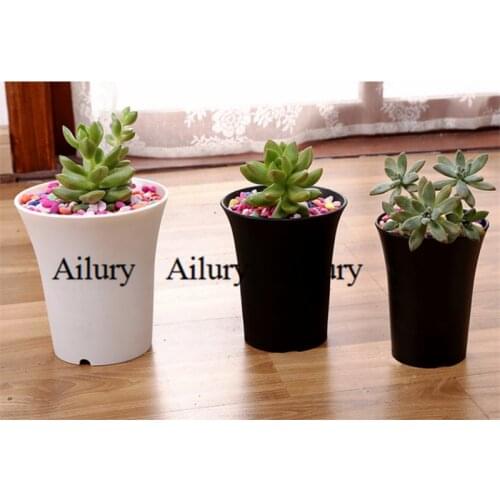 Succulent Vientiane Basin, white high tube jade dew small flower pot, large plastic black round thickened