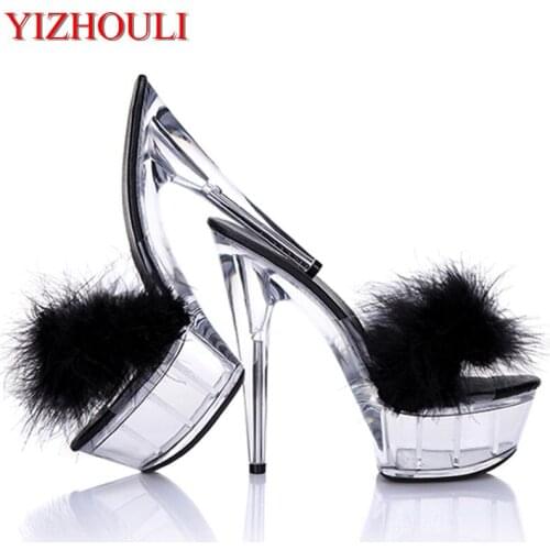 15 CM High Heels Slippers Club Night Shoes Sexy Pole Dancing Shoes Platform Womens Shoes Dance Shoes
