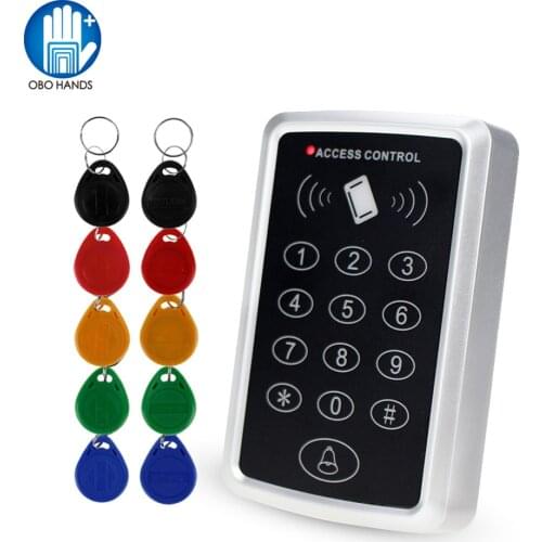 RFID Controller Standalone Access Control Keypad with 10 EM4100/4200 keychains 125KHz Card Reader For Door Access Control System